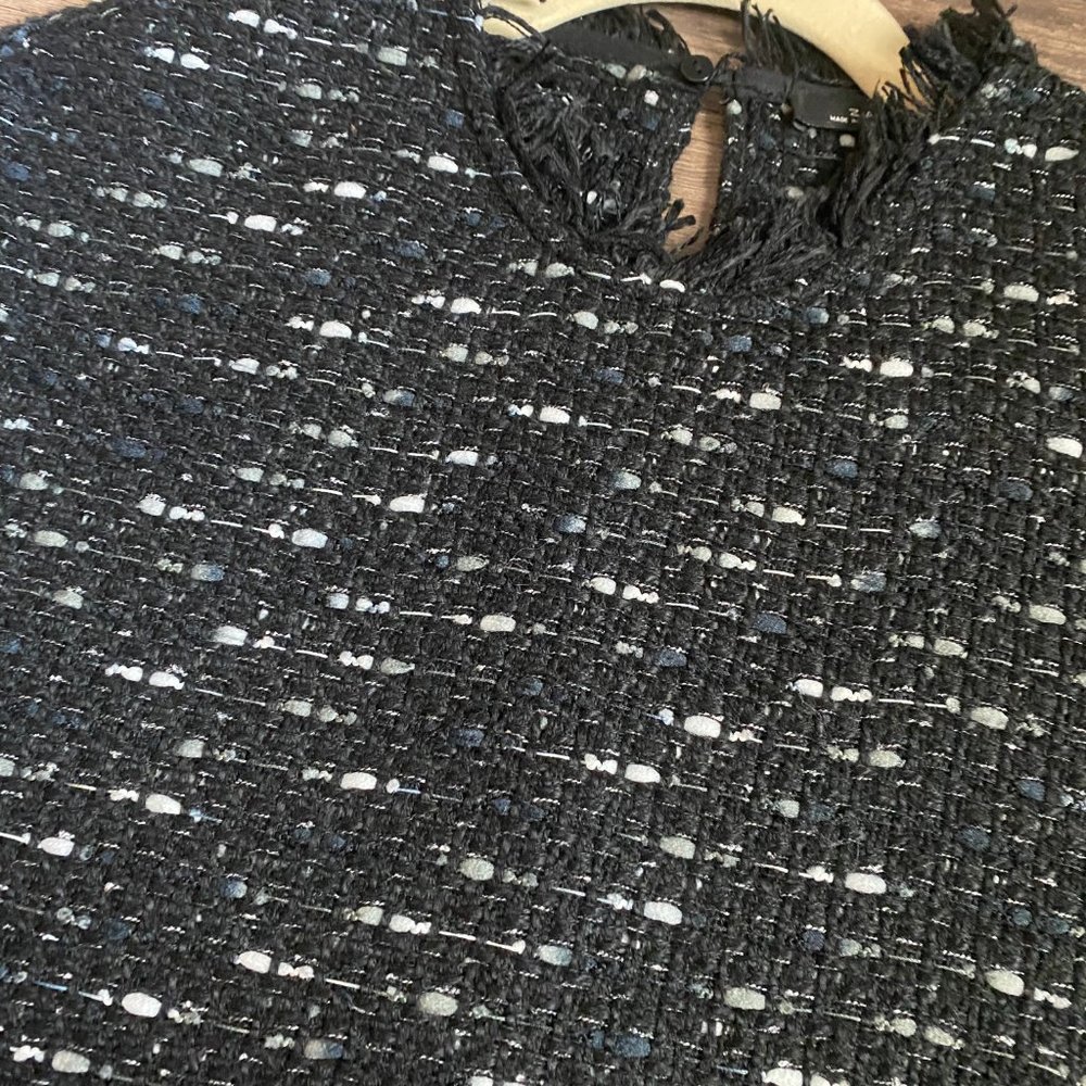 NWT Zara Black Tweed Fringed Dress - Picture 2 of 6
